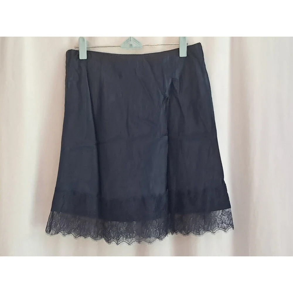 J.Crew Gwen Lace Trim Skirt In Luster Charmeuse Naby Blue CM729 $118 Size S NWT